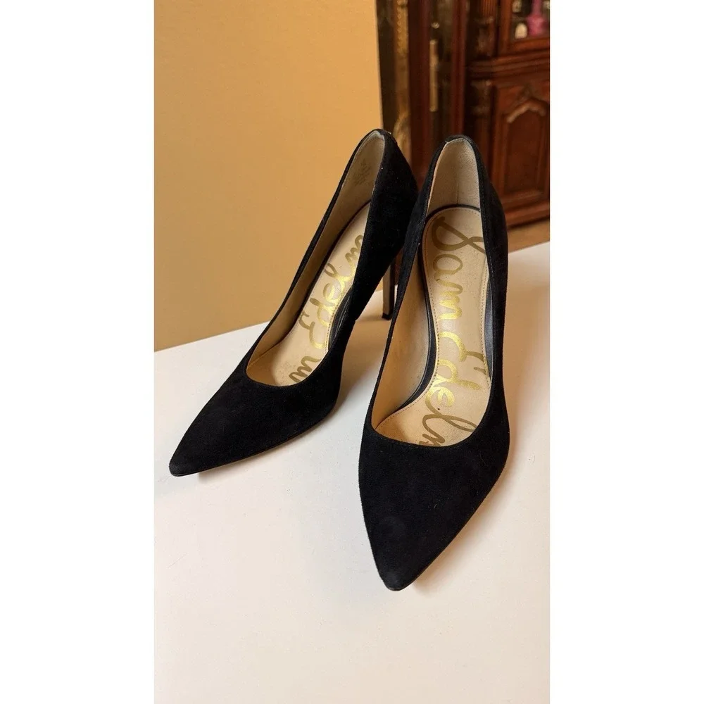 Sam Edelman Hazel Black Suede Pointed Toe Pumps Women's Size 8 Heels